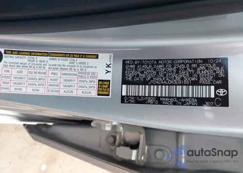 2024 Toyota Prius Le z USA, uszkodzony, nr VIN JTDACAAU0R3041551